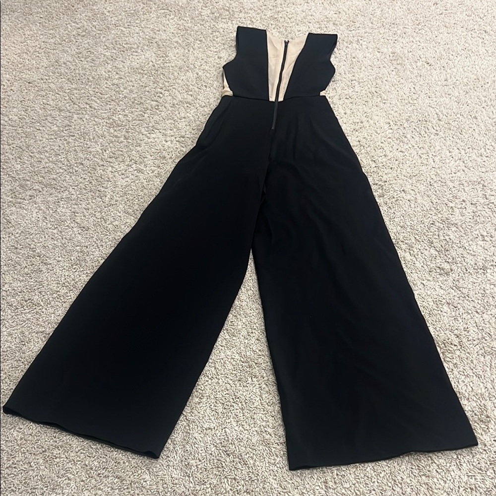 Alice + Olivia Black Wide-Leg Jumpsuit with Deep V-Neckline (FLAWED) - Picture 4 of 17
